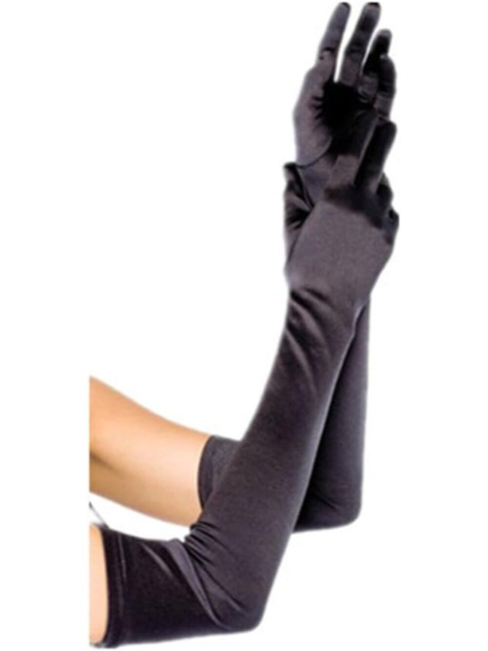 Women's Black Finger Mittens Over Elbow Long Classic Evening Satin Opera Gloves